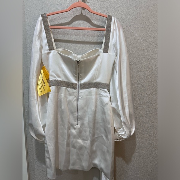Bronx and Banco NWOT Lana Bridal White Rhinestone Corset Wrap Dress Sz M 4-6 - Picture 13 of 17